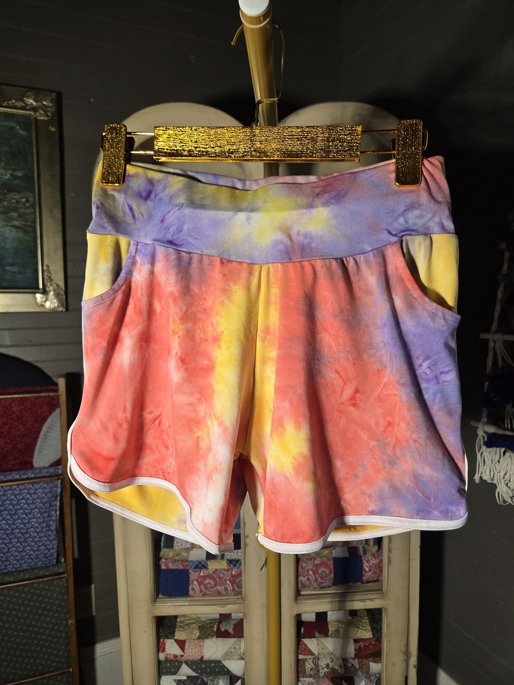 Tie-Dye Athletic Shorts for Women - Multicolor